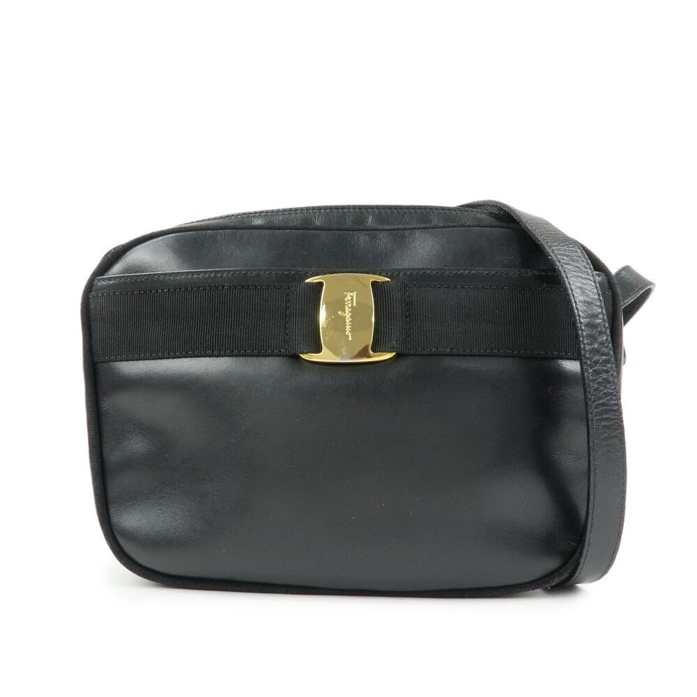 Ferragamo Vara Calfskin Crossbody Bag Black